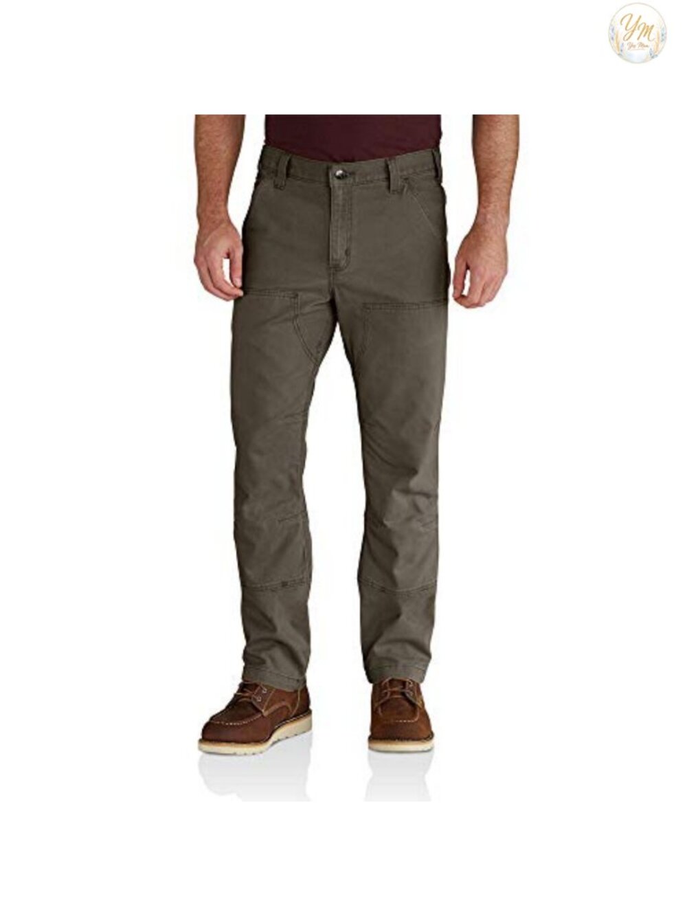 Relaxed Straight Double-Front Dungaree Work Pants Cotton Spandex Stretch